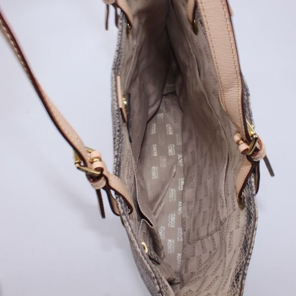 Michael Kors Glazed Embossed Python Tote Purse Bag. Vachetta Trim W/18k Gold New - Picture 10 of 13